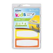 Avery Label Kids Durable Orange Yellow Neon Border 89x32mm 4up 5 Sheets-Officecentre