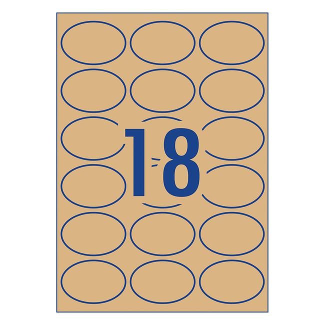 Avery Label L7103 Oval Kraft 18up 15 Sheets-Officecentre