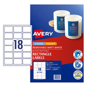 Avery Label L7107REV Rectangular White 18up 10 Sheets-Officecentre