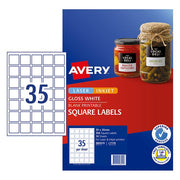 Avery Label L7119 Square White Glossy 35up 10 Sheets-Officecentre