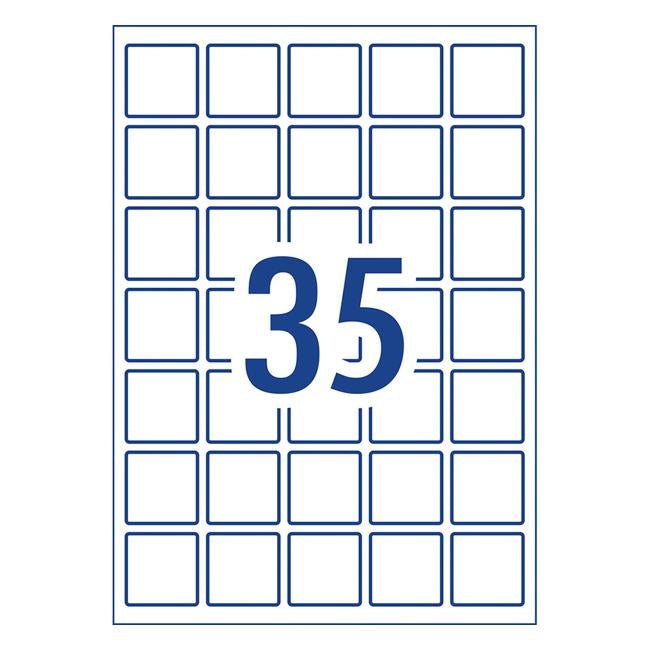 Avery Label L7119 Square White Glossy 35up 10 Sheets-Officecentre