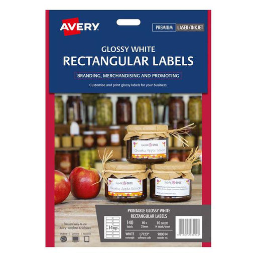 Avery Label L7123 Rectangular Glossy Label 14up 10 Sheets-Officecentre