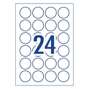 Avery Label L7129 Round Matte White 40mm 24up 8 Sheets-Officecentre