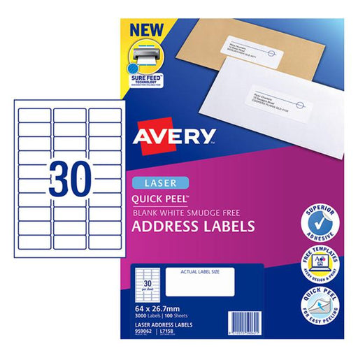 Avery Label L7158-100 64×26.7mm 100 Sheets-Officecentre