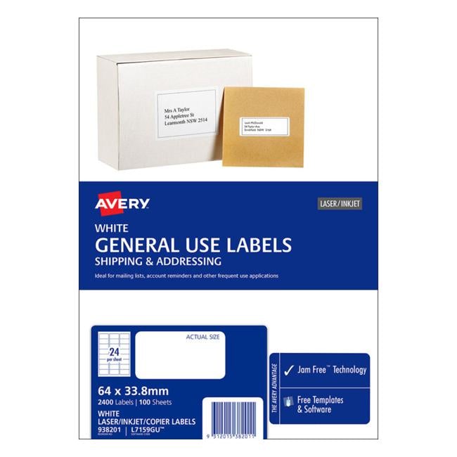 Avery Label L7159 General Use 64×33.8mm 100 Sheets-Officecentre