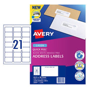 Avery Label L7160-100 Pop Up Quick Peel 63.5×38.1mm 100 Sheets-Officecentre