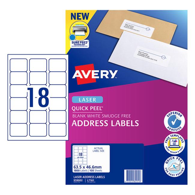 Avery Label L7161-100 100 Sheets Laser-Officecentre