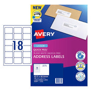 Avery Label L7161-20 Laser 18up 20 Sheets-Officecentre
