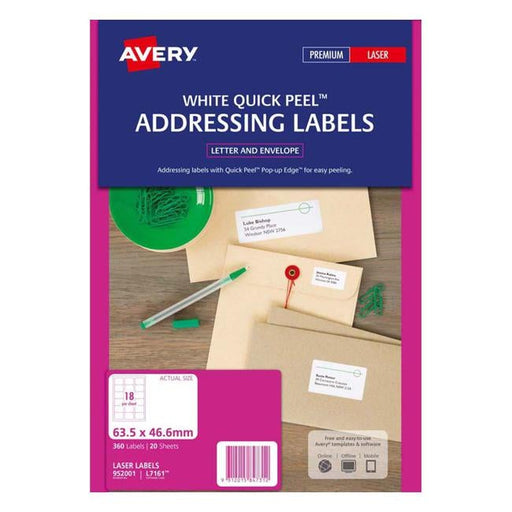 Avery Label L7161-20 Laser 18up 20 Sheets-Officecentre