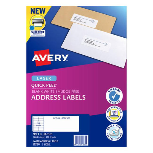 Avery Label L7162-100 Pop Up Quick Peel 99.1×33.9mm 100 Sheets-Officecentre