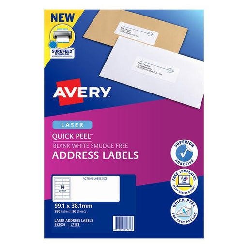 Avery Label L7163-20 Laser 14up 20 Sheets-Officecentre