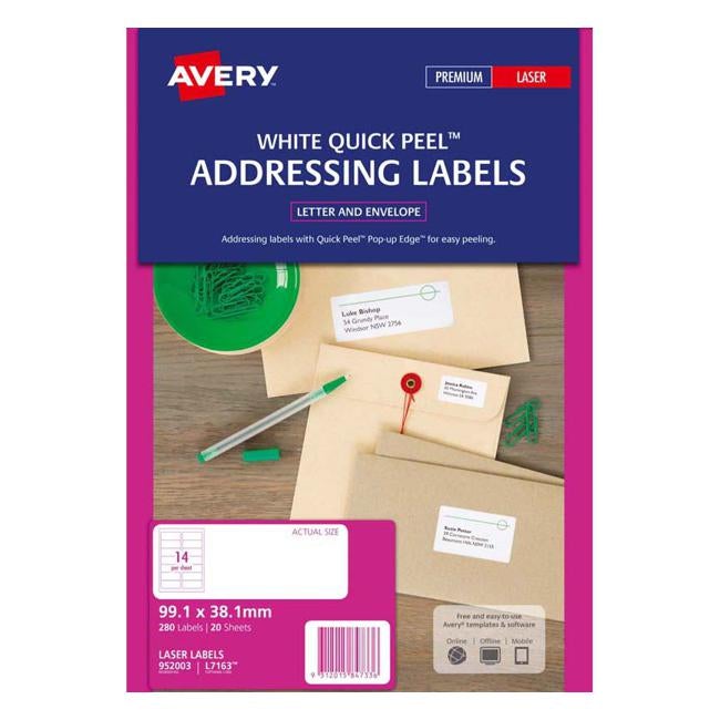 Avery Label L7163-20 Laser 14up 20 Sheets-Officecentre