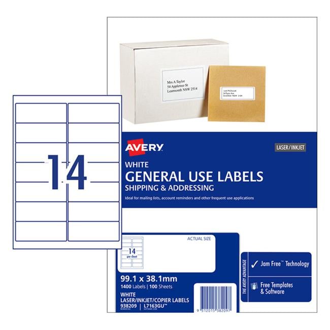 Avery Label L7163 General Use A4 14/Sheet 100 Sheets-Officecentre