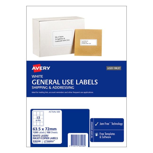 Avery Label L7164 General Use A4 12/Sheet 100 Sheets-Officecentre