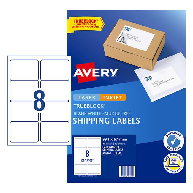 Avery Label L7165 Internet Shipping 99.1x67.7mm 8up 10 Sheets-Officecentre
