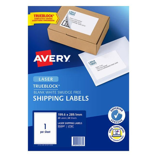 Avery Label L7167-20 Laser 1up 20 Sheets-Officecentre
