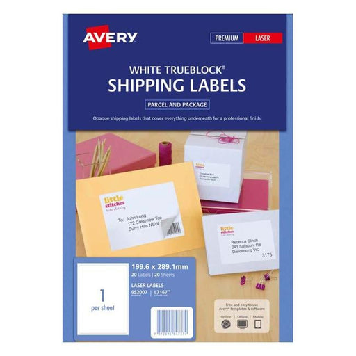 Avery Label L7167-20 Laser 1up 20 Sheets-Officecentre