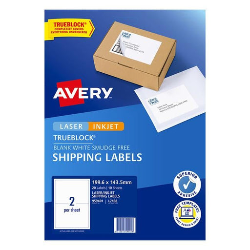 Avery Label L7168 Internet Shipping Label 199.6x143.5mm 2up 10 Sheets-Officecentre