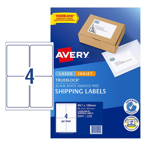 Avery Label L7169 Internet Shipping Label 99.1x139mm 4up 10 Sheets-Officecentre