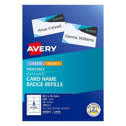 Avery Label L7418-25 Name Badge 86.5x55.5mm 25 Sheets-Officecentre