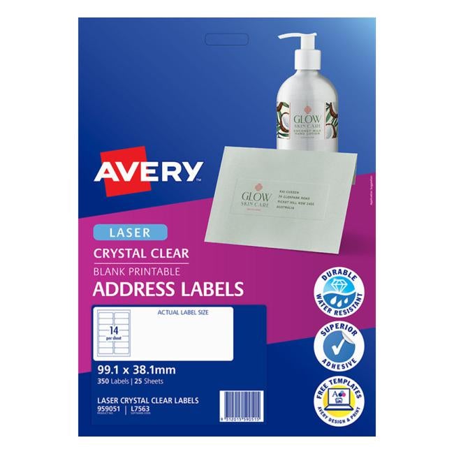 Avery Label L7563-25 Clear 25 Sheets-Officecentre