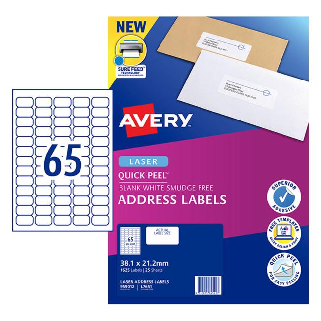 Avery Label L7651 White 25 Sheets-Officecentre