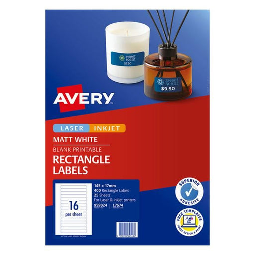Avery Label  L7674 145x17mm 16up 25 Sheets Laser-Officecentre