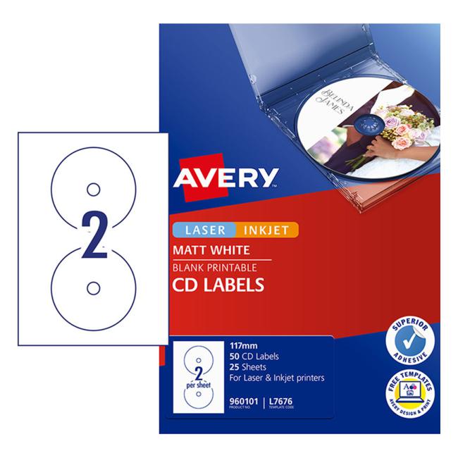 Avery Label L7676-25 Cd-R/Dvd 25 Sheets-Officecentre