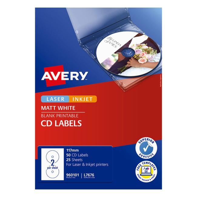 Avery Label L7676-25 Cd-R/Dvd 25 Sheets-Officecentre