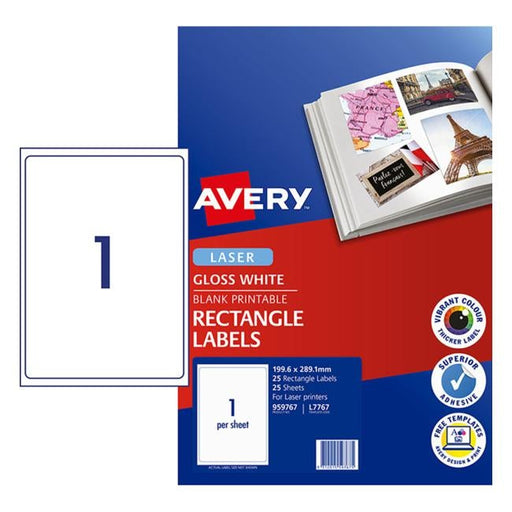 Avery Label L7767-25 Coloured 200x289mm 25 Sheets-Officecentre