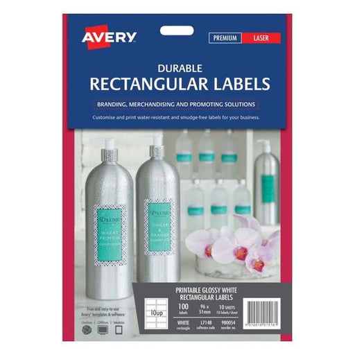 Avery Label Permanent Rectangular 10 Sheets 10 Up L7148 96x51mm-Officecentre