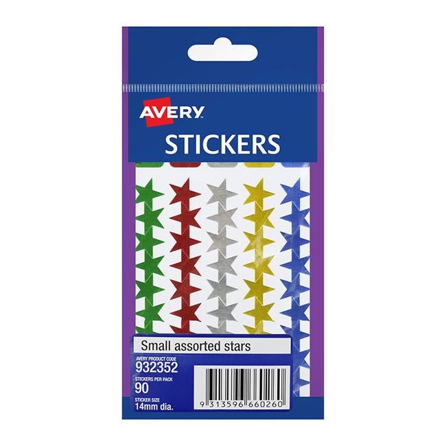Avery Label Stars Small Assorted 90 Pack-Officecentre