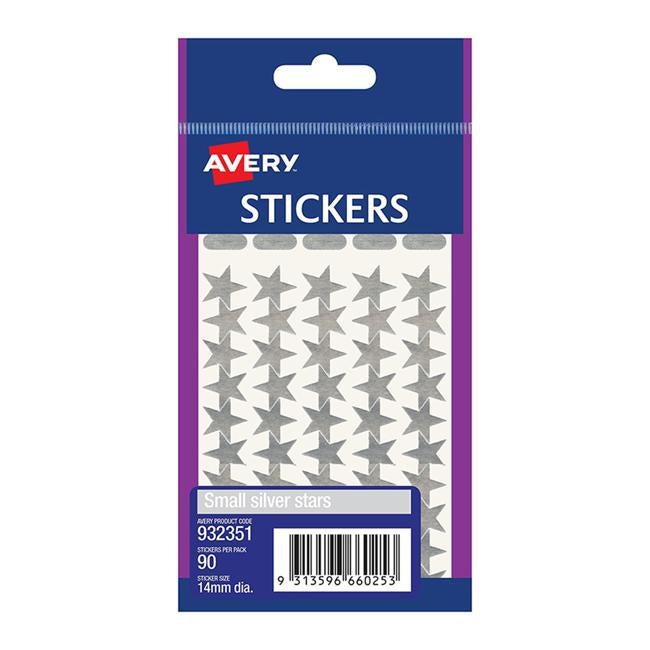 Avery Label Stars Small Silver 90 Pack-Officecentre