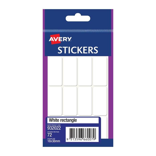 Avery Label White Rectangle 18x38mm 12up 6 Sheets-Officecentre