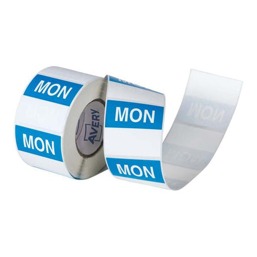 Avery Labels Monday Square  Day 40x40mm Blue White 500 Roll-Officecentre