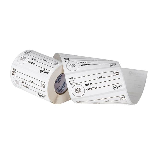 Avery Labels Shelf Life  Removable 102x47mm  White Black 500 Roll-Officecentre