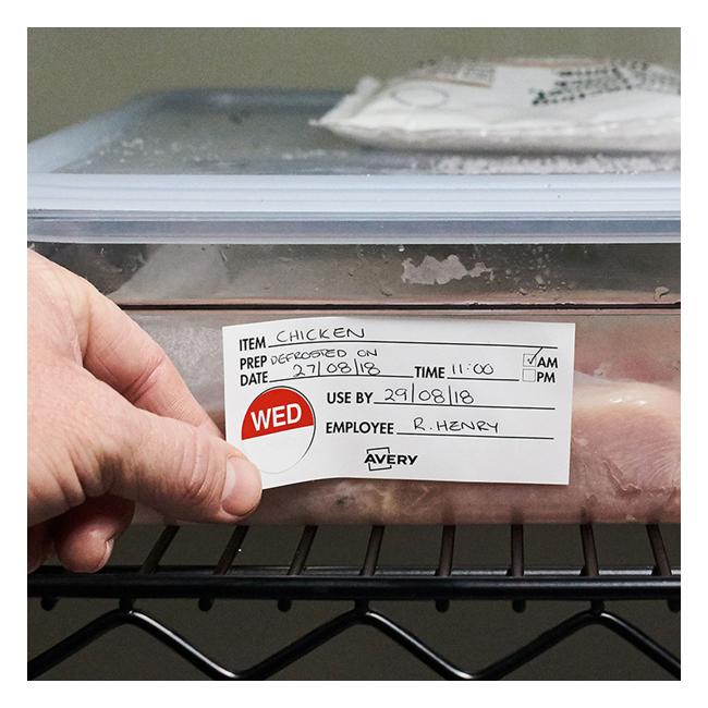 Avery Labels Shelf Life  Removable 102x47mm  White Black 500 Roll-Officecentre