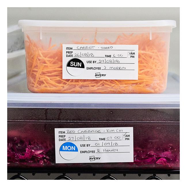 Avery Labels Shelf Life  Removable 102x47mm  White Black 500 Roll-Officecentre