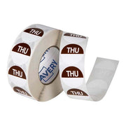 Avery Labels Thursday  Round  Day 24mm Brown White 1000 Roll-Officecentre
