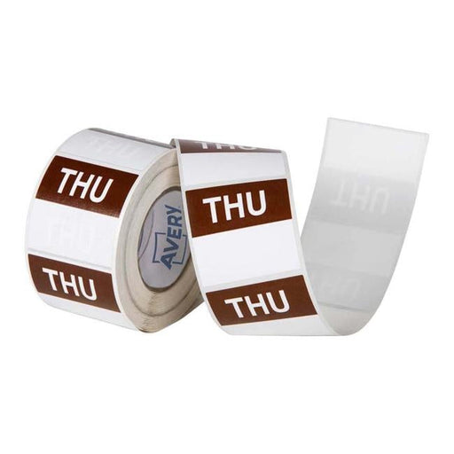 Avery Labels Thursday Square Day 40x40mm Brown White 500 Roll-Officecentre