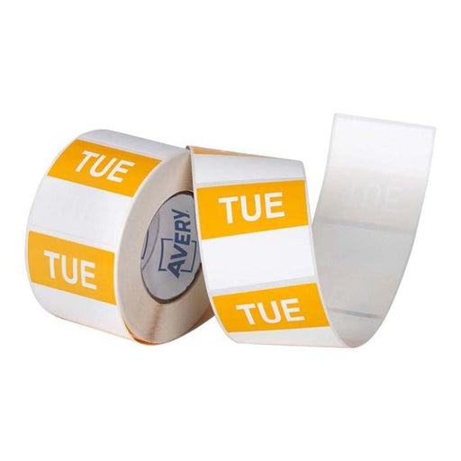 Avery Labels Tuesday Square Day 40x40mm Yellow White 500 Roll-Officecentre