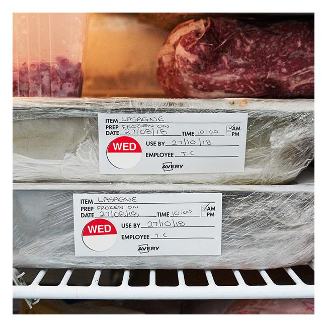 Avery Labels Wednesday Round Day 24mm Red White 1000 Roll-Officecentre