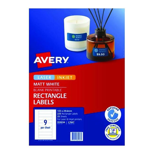 Avery Multi Purpose Label L7667 White Laser Inkjet 9 Up 25 Sheets-Officecentre