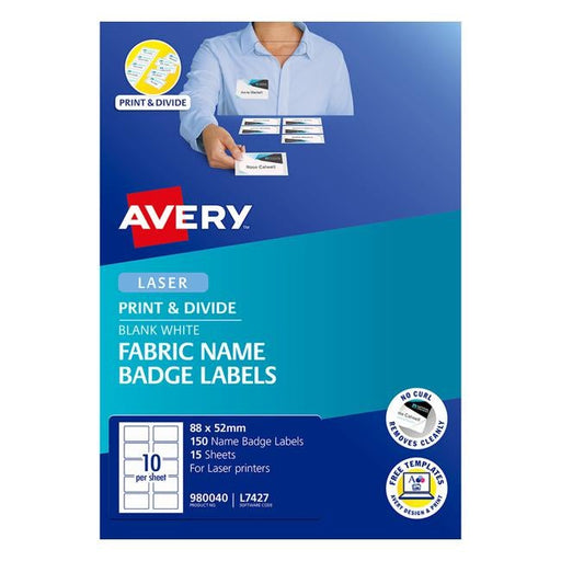 Avery Name Badge L7427 Fabric 88x52mm 10up 15 Sheets Laser-Officecentre