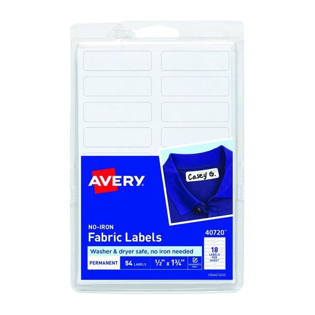 Avery No Iron Fabric Labels - A6 45x13mm 18up 54 pk-Officecentre