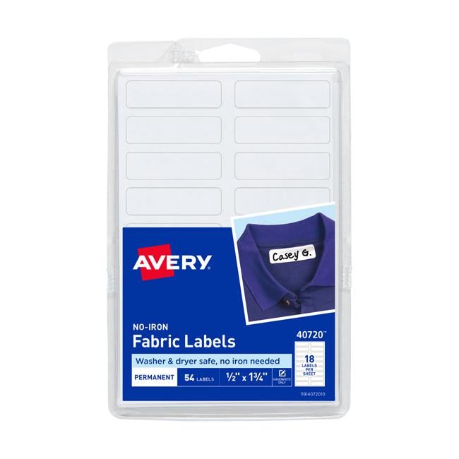 Avery No Iron Fabric Labels - A6 45x13mm 18up 54 pk-Officecentre