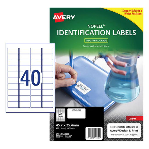 Avery Nopeel Label L6145 White 40 Up 10 Sheets Laser 45.7×25.4mm-Officecentre
