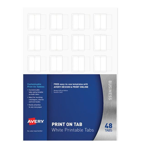 Avery Printable Tabbies A4 48 Tabs White L7431-Officecentre