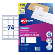 Avery Quick Peel Address Labels L7159 White 64x33.8 24up 40 Sheet-Officecentre