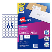 Avery Quick Peel Address Labels L7651 White 38.1x21.2mm 65up 40 Sheets-Officecentre